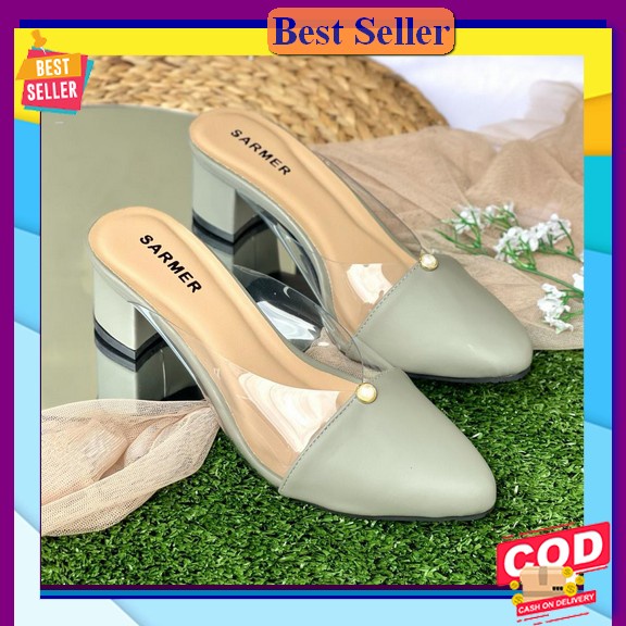Sepatu Sandal High Heels Vernis Fashion Masa Kini Sarmer - Delfya Heels Grey