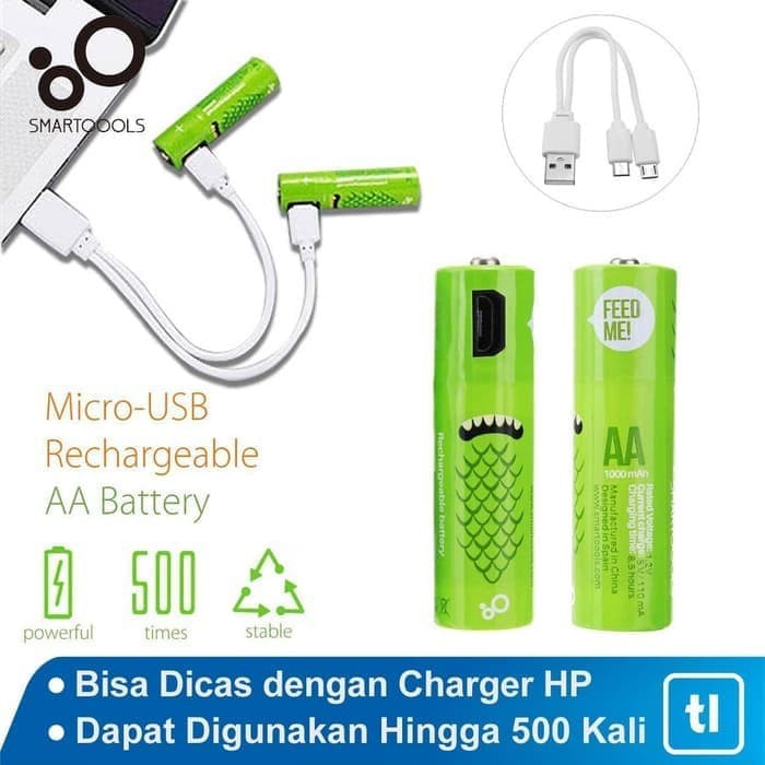 smarttools battery micro USB rechargeable AAA orange praktis