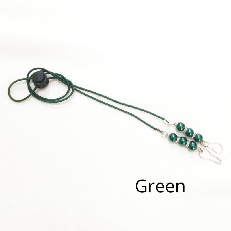 KALUNG MASKER 2 IN 1 MUTIARA / KONEKTOR SEKALIGUS STRAP MASKER HIJAB-KM Green