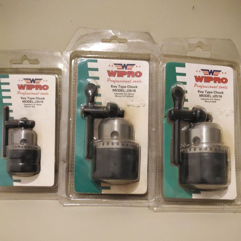 Aneka Kepala Bor Tangan Listrik ¹) 10mm B12 (J2510) chuck ²) 16mm B16 (J2516) drat & ³) 16mm 1/2" x 