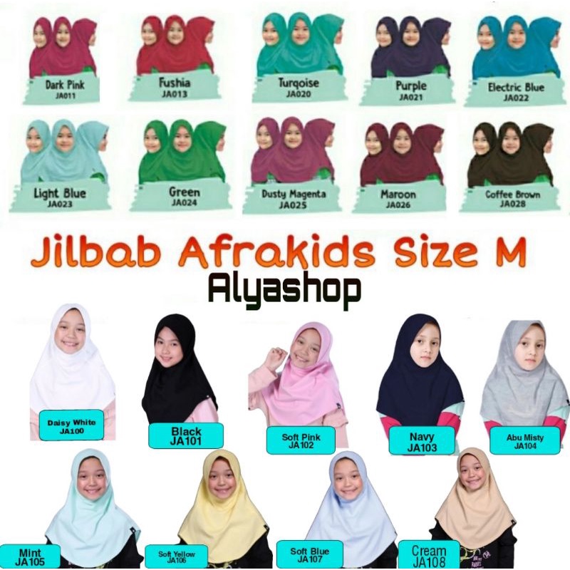 SIZE M JILBAB AFRAKIDS dan SABINFATIN [AFRAKIDS NEW] ORIGINAL 19 WARNA