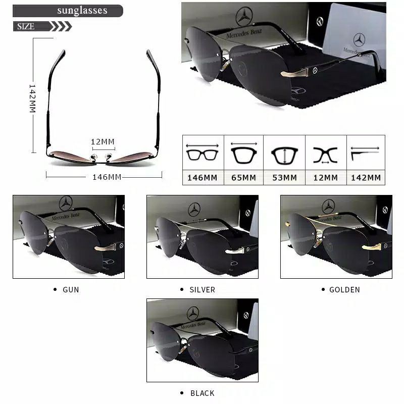 Kacamata Sunglasses Pilot Pria Wanita Polarized Anti UV MB743 Model Bulat Keren