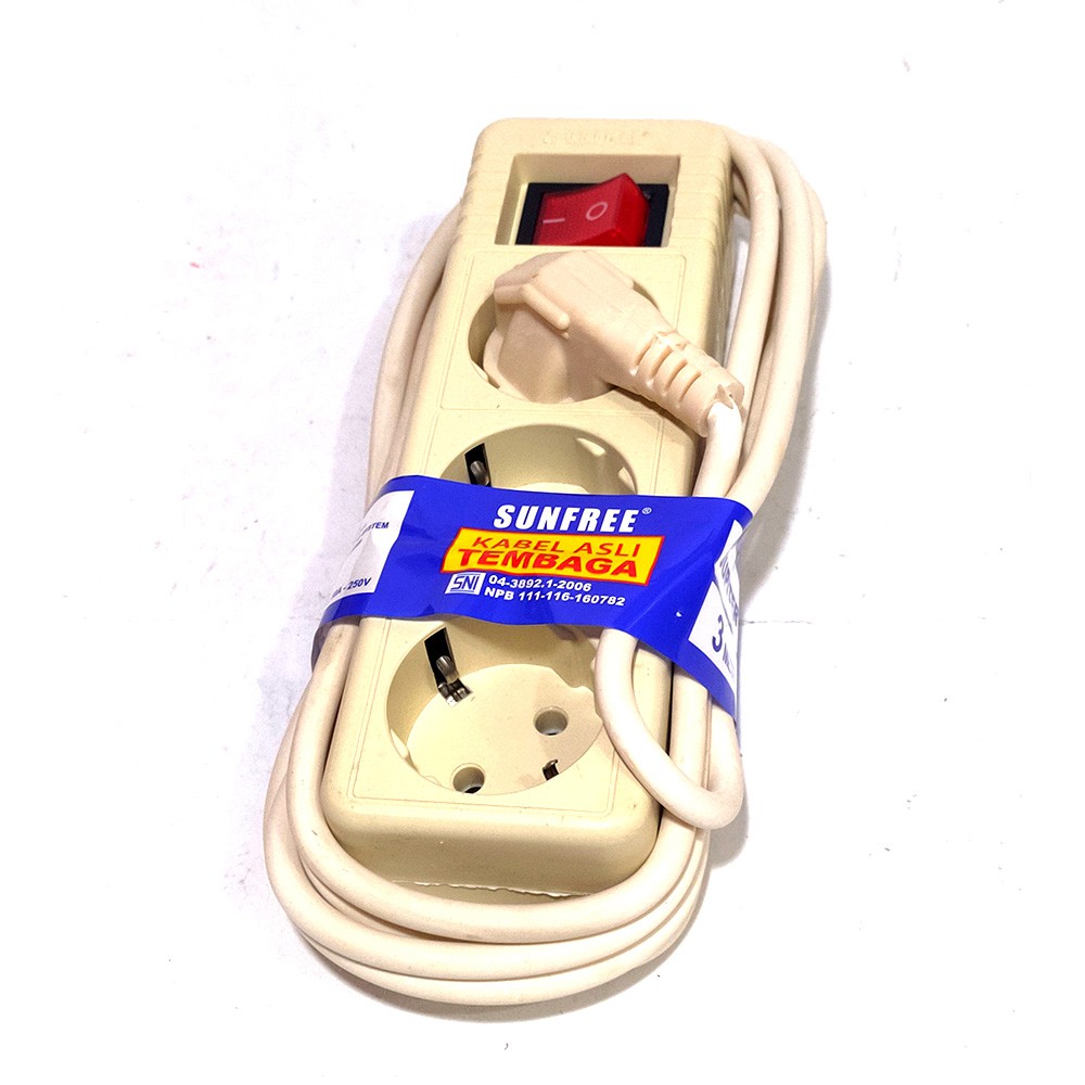 STOPKONTAK ARDE 3 LUBANG + 3 MTR KABEL ASLI TEMBAGA