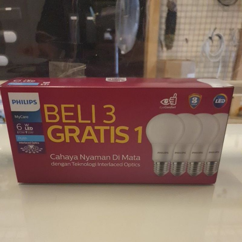 Jual Philips Bulb Led 6W Paket 3+1 Putih | Shopee Indonesia