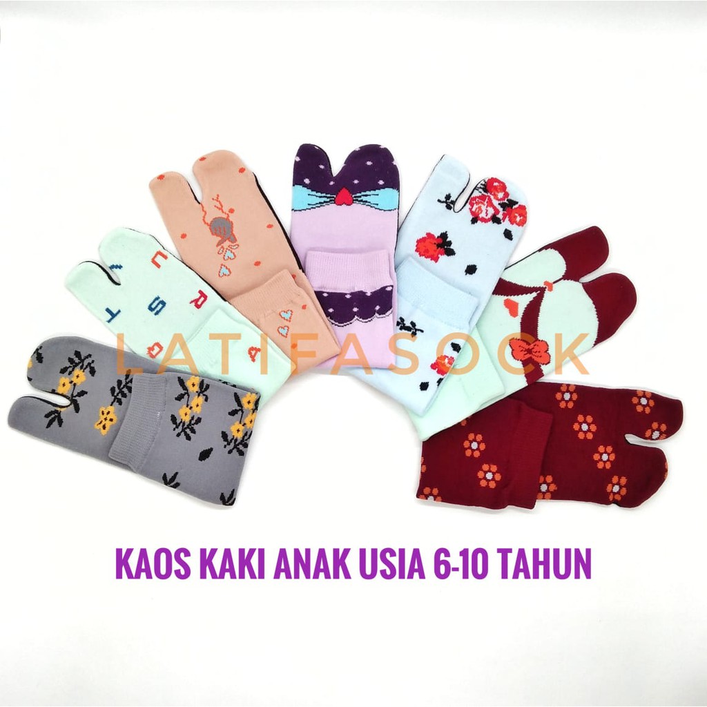 [ 12 pasang ] Kaos Kaki Jempol Muslimah Untuk Anak usia 5-12 Tahun Mix Motif