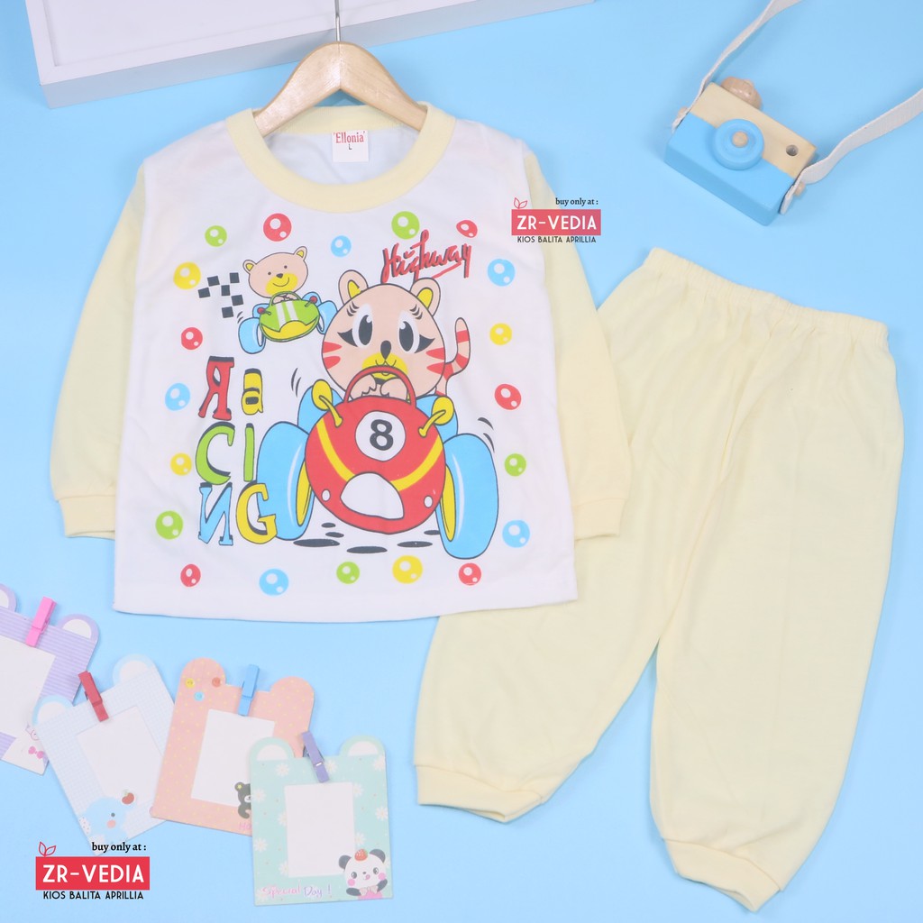 Piyama Kaos Kartun uk 1 Tahun / Baju Tidur Bahan Kaos Anak Laki Perempuan Murah Gambar Kartun Adem