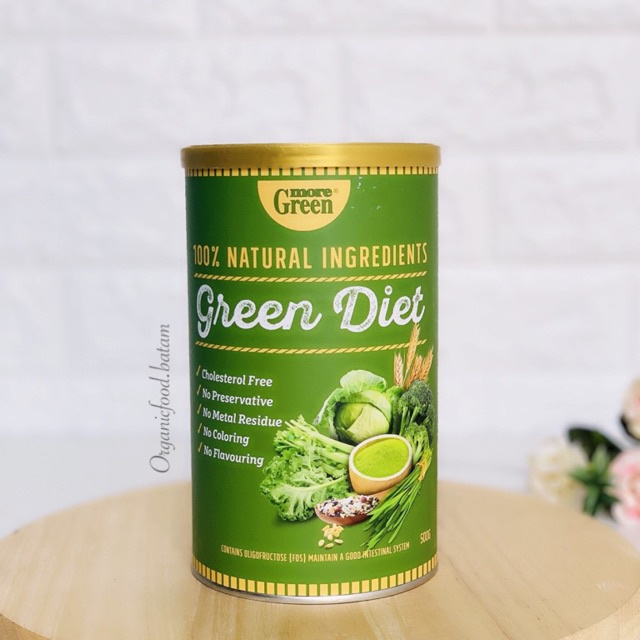 

[More Green ] Green Diet Sereal Bubuk Green Powder Cereal 500g/kaleng 100% Natural Ingredients-Asli Import Malaysia cocok untuk vegetarian