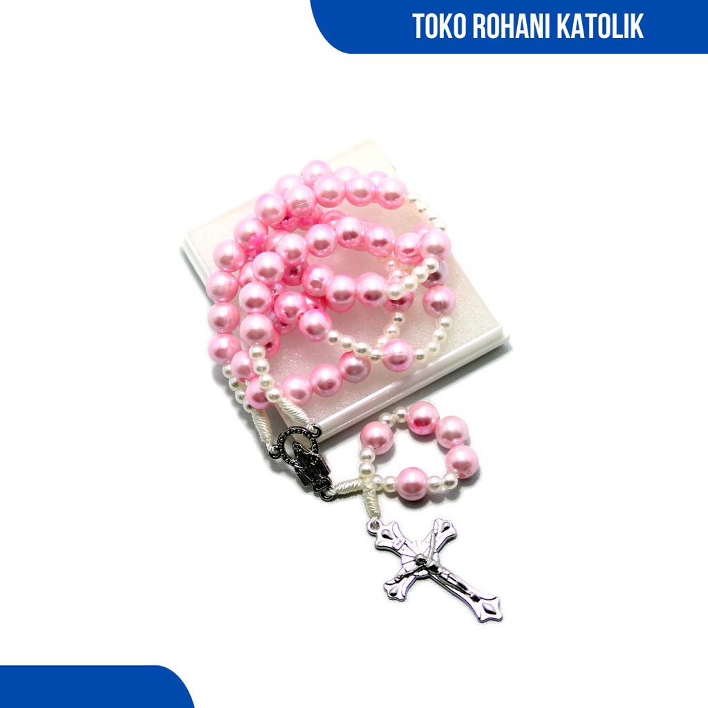 ROSARIO MUTIARA SINTETIS (PINK)/ ROSARIO KALUNG PAREL / ROSARIO KATOLIK / SALIB ROSARIO / KALUNG PRIA WANITA / KALUNG ROHANI / ROSARIO CANTIK / KONTAS