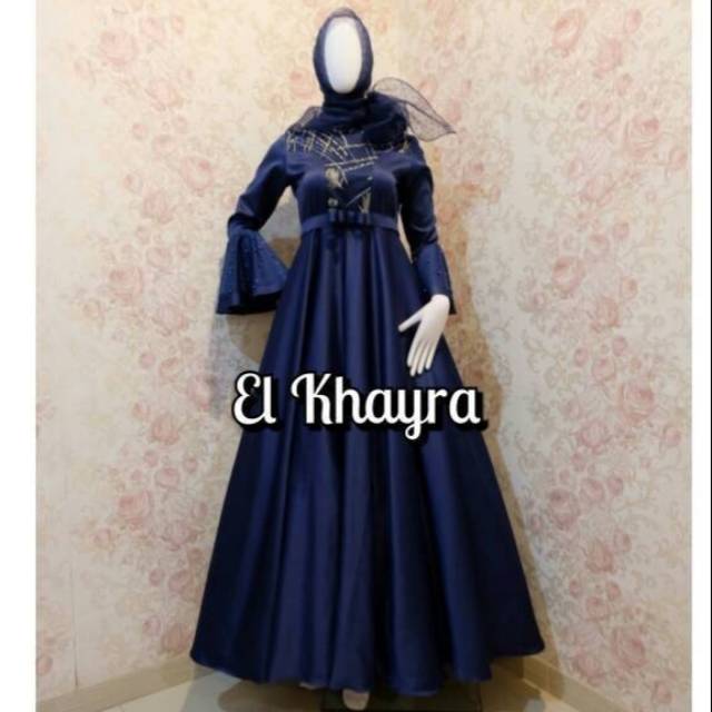 Gamis gaun khayra gown pesta party lebaran idul fitri set maxy baju muslim hijab