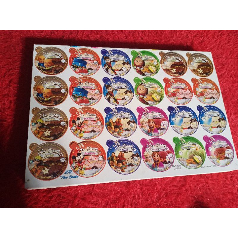 

Tutup Cup Es Krim per lembar dengan diameter 6 cm