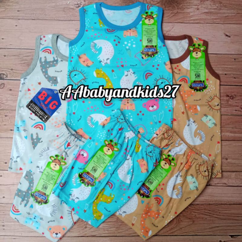 SATUAN!!!RIDGES SETELAN BAYI LENGAN KUTUNG UKURAN S M L XL MOTIF RANDOM