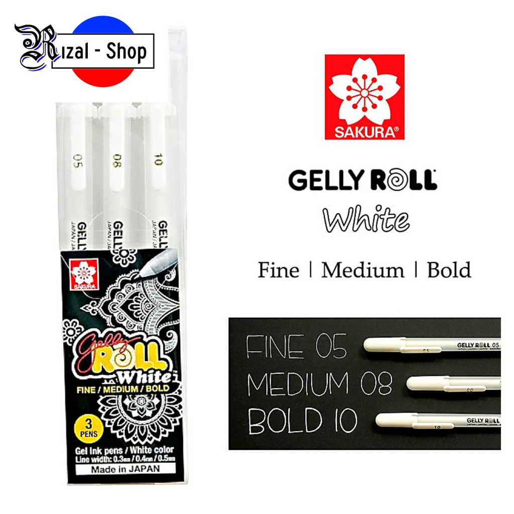 

Sakura GELLY ROLL White SET (Fine, Medium, Bold) XPGB 3WT