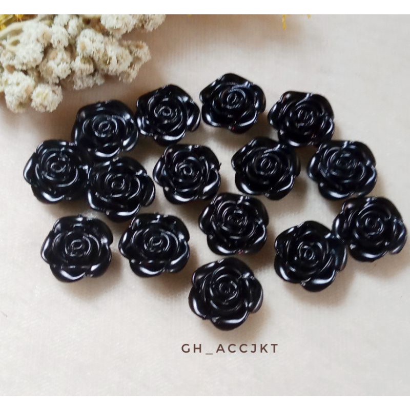 RESIN MAWAR HITAM 12 PCS - MANIK-MANIK