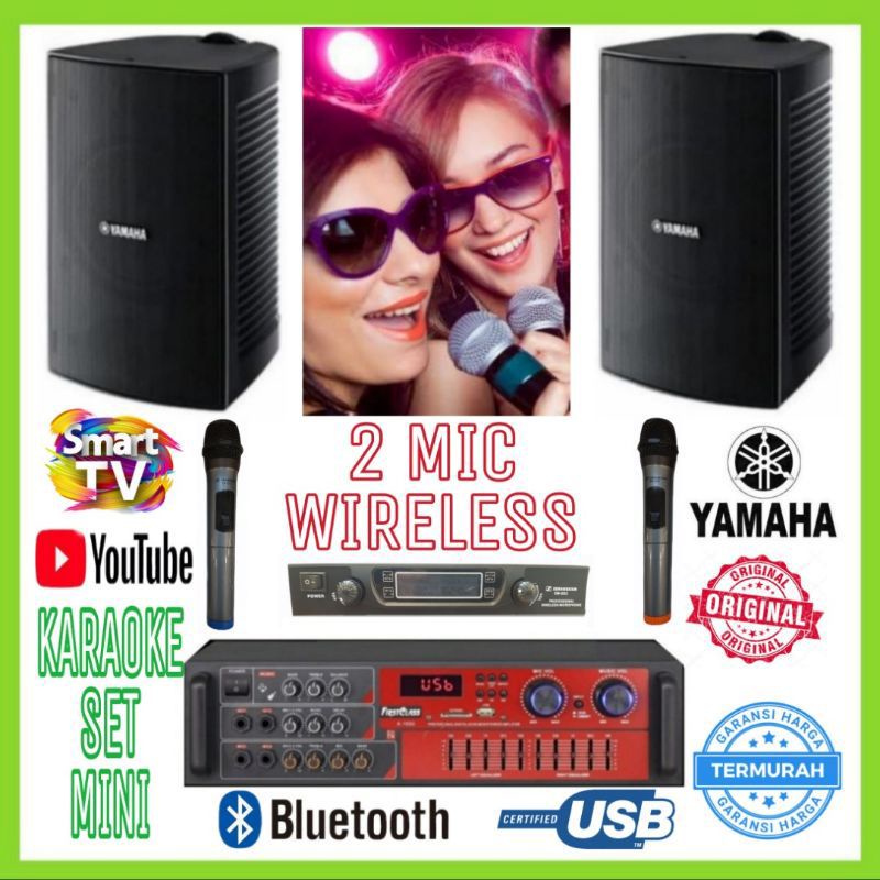 Karaoke Set Mini YAMAHA 6 Inch Ampli Karaoke Smart TV 2 Mic Wireless