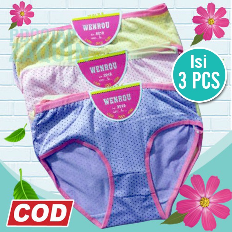 cd celana dalam wanita dewasa cewek Wenrou XL XXL bahan katun motif bintik untuk remaja kekinian mur