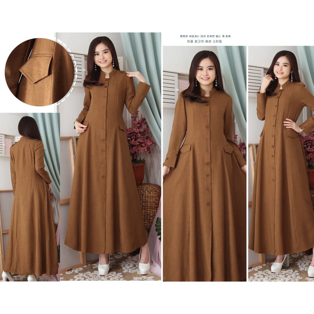 GAMIS B&amp;V! Gamis Dinas / Gamis PNS / Gamis PDH / Baju Guru Wanita / PDH Seragam Pemda Wanita / Gamis Pemda Wanita Muslim Variasi Full Kancing dan Pangkat - 8001 Pemda Aceh / Pemda Tua / Abu Tua / Putih