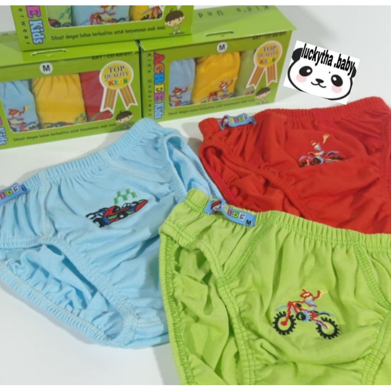 3pcs_cd AGREE KIDS AK 017 celana dalam anak bordir m.l.xl.xxl / CD anak cowo / CD agree ak 017