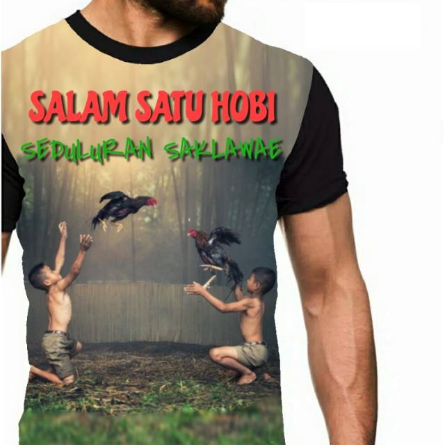 Kaos Ayam Jago Bangkok Petarung rooster salam satu hobi anak cowok laki distro Bandung murah 3d