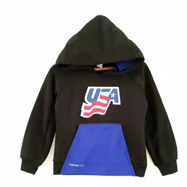 Jacket baju hangat topi hoodie anak cowok laki motif usa branded nike original murah sisa export