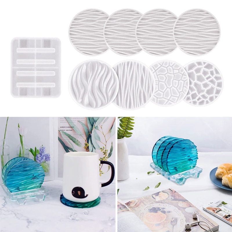 Siy 5pcs / Set Cetakan Silikon Bentuk Bulat / Kotak Motif Variasi Untuk Dekorasi Rumah Diy