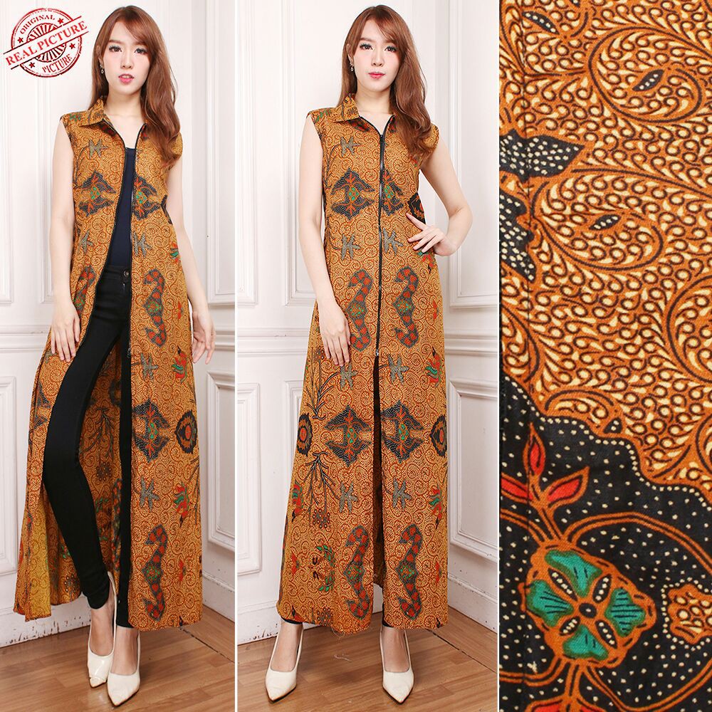 Naya Blazer 2in1 batik dress maxi panjang  wanita fit to XL