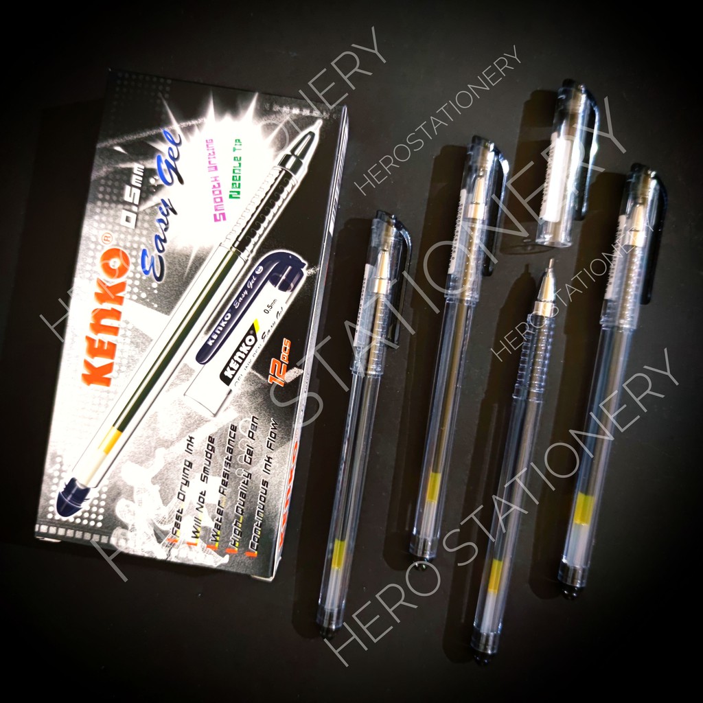 

Pen gel kenko easy gel 0.5 mm tinta hitam . 12 unit
