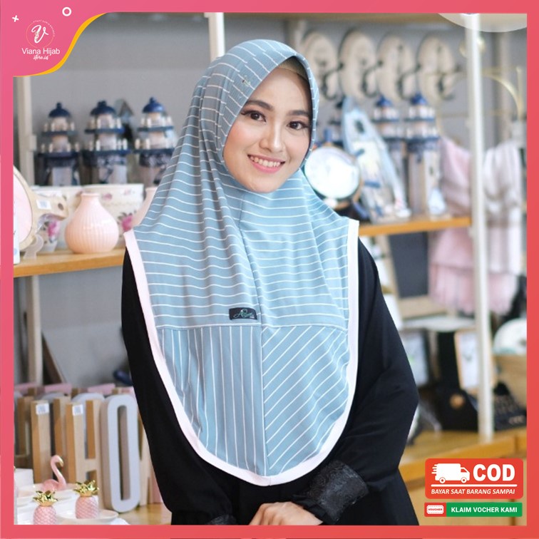 Jilbab Instan Dewasa Bergo Bianca By Azamka Hijab Motif Garis Daily Original Bahan Barbara Premium