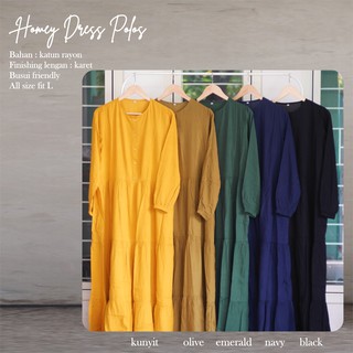 Bisa Cod-Gamis Dewasa Homey Dress Polos Bahan Katun Rayon Super Adem