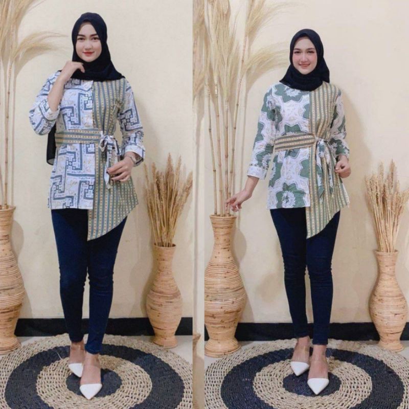 Atasan Batik Wanita Modern Kerja Size M L Xl Xxl Dan Xxxl