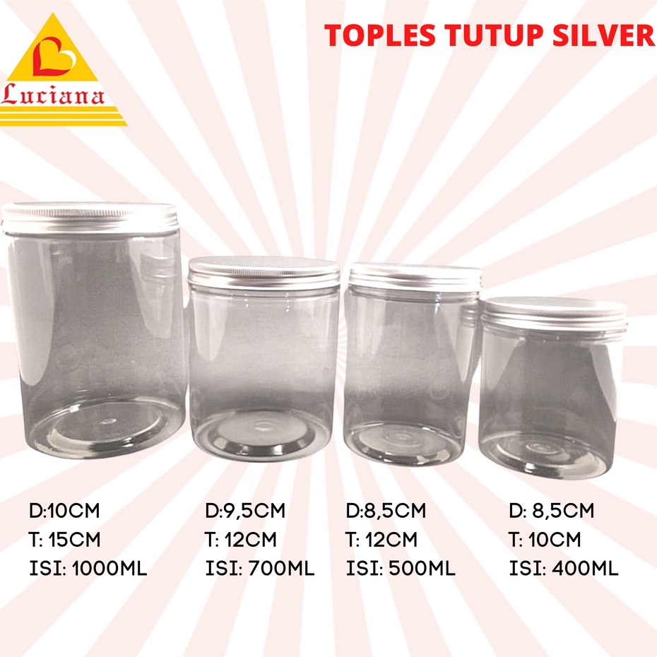 Toples Bening Plastik Tutup Alumunium Silver/Bening/Gold