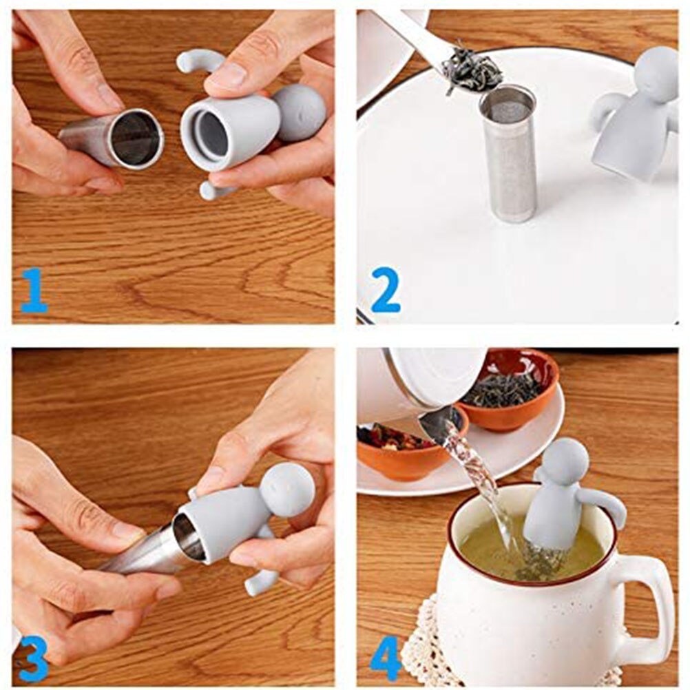 Alat Filter Saringan Kantung Teh Obat Herbal Kopi Bulat Reusable Tea Infuser Strainer Stainless Steel Silicone Infuser Herb Spice Filter Teabag Strainer Lucu Berkualitas