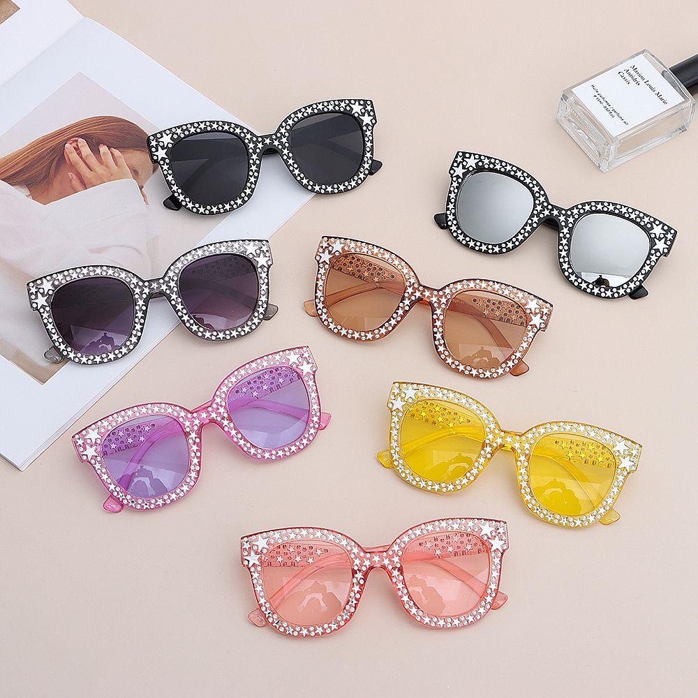 R-flower Oversized Sunglasses Perlindungan UV Berlian Imitasi Bingkai Kristal Wanita Sunglasses