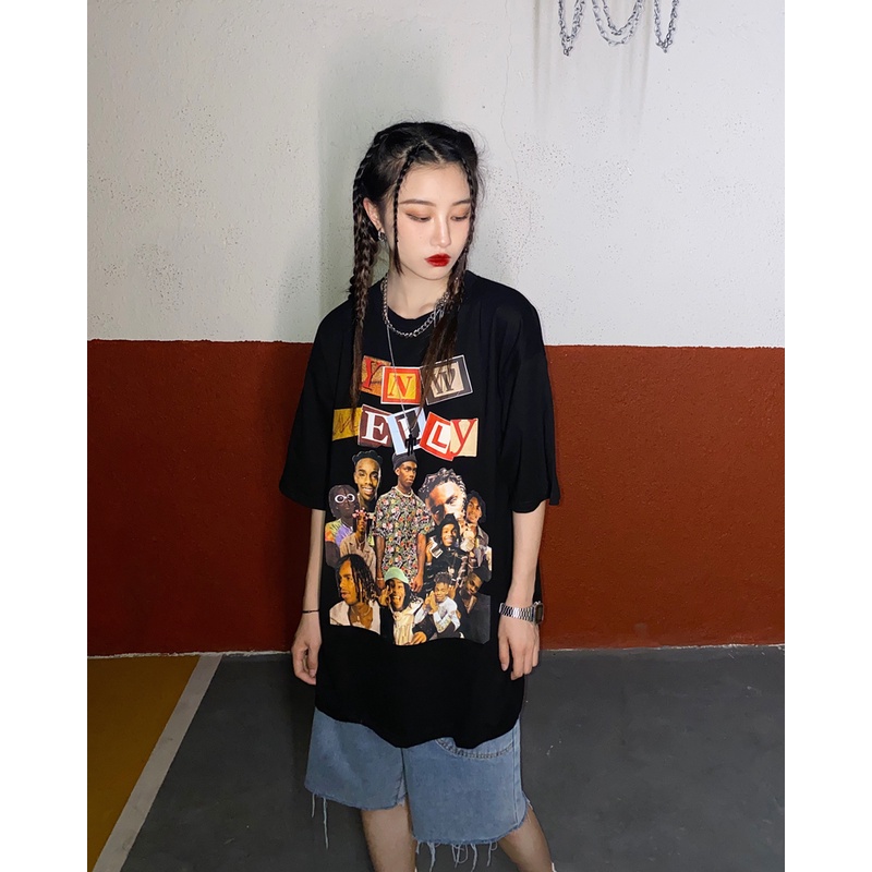 American Vintage Print T-shirt Oversize Atasan Kaos Lengan Pendek Wanita