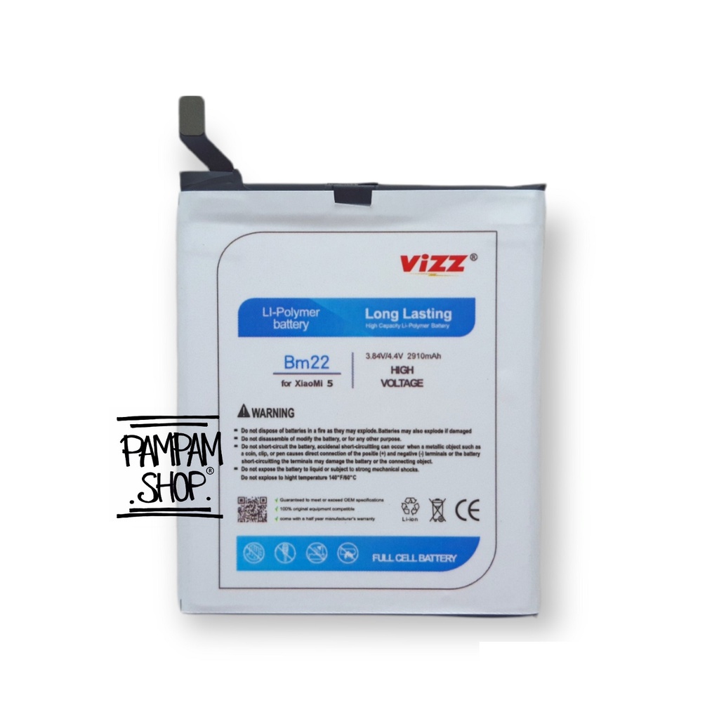 Baterai Vizz Double Power Original XiaoMi BM22 Mi5 Prime Pro Ori Batre Batrai Battery Xiao Mi 5