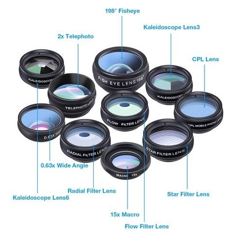10 in 1 Lensa Kamera Fisheye Wide Angle Macro untuk Smartphone