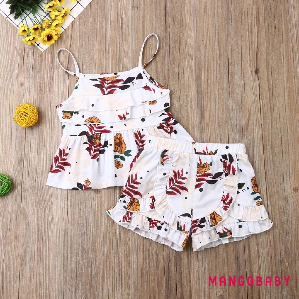 MG MG  Set 3Pcs Kaos  T Shirt Bayi Perempuan  Lengan  Ruffle 