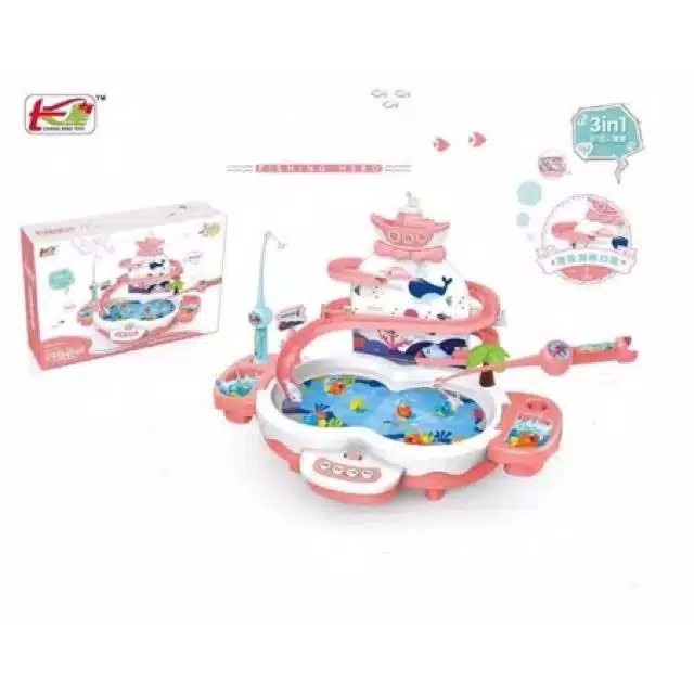 [JUALSEMUA18](1567-9)MAINAN PANCINGAN 3 in 1 PANCINGAN IKAN MAGNET SELUNCURAN DOLPHIN DAN MINI PIANO