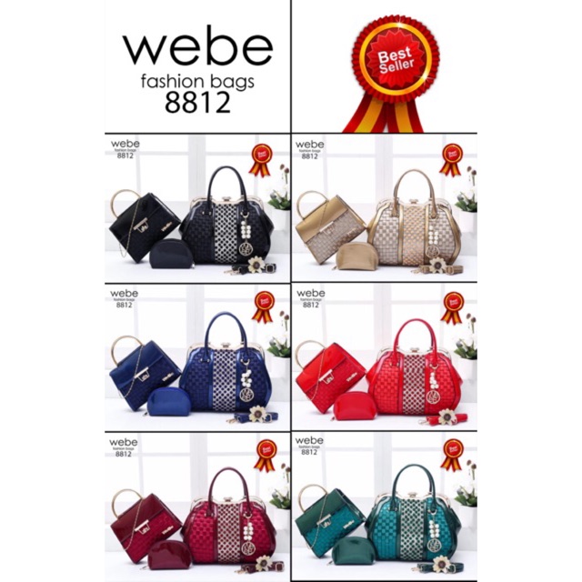 TAS WEBE 8812# NEW Arrival WEBE Beautifull Tiara Swarovsky Behel 3in1 Polyster vs Glossy Leather