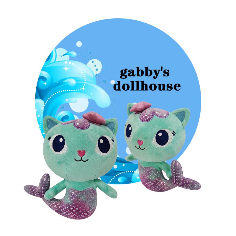 25cm Gabby's Dollhouse Gabby's Dollhouse Bear Kitty Mermaid Cat Plush Doll