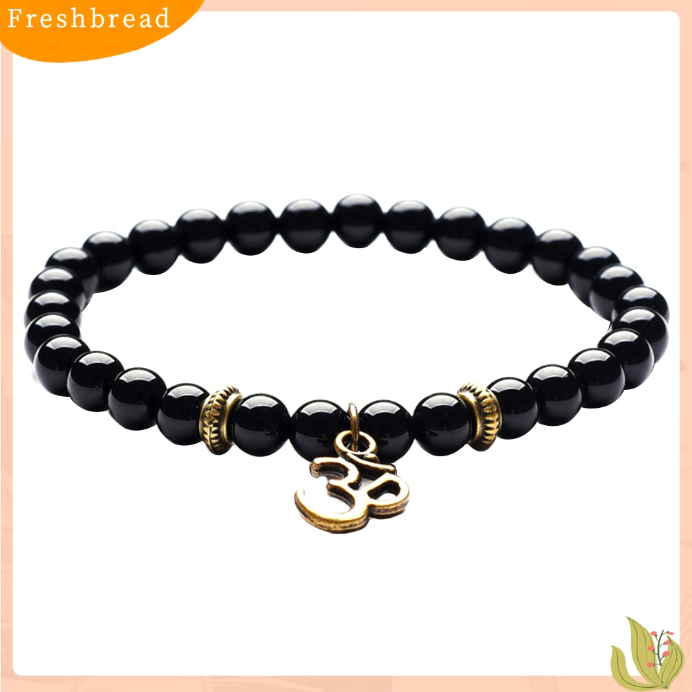 [TERLARIS]2Pcs/Set Vintage Unisex Beads Buddha Head Yoga OM Pendant Bracelets Jewelry Gift