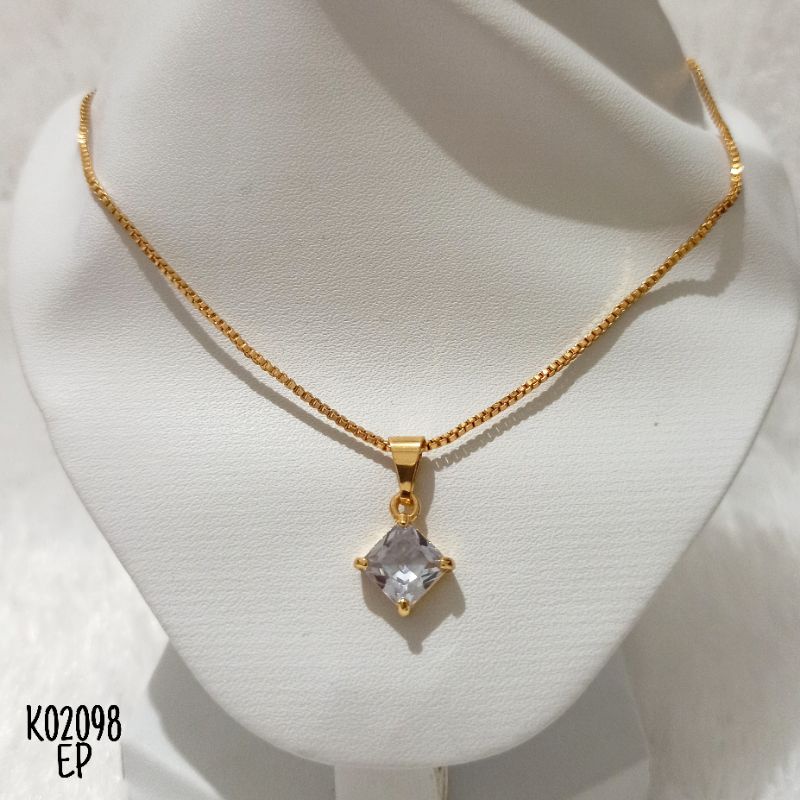 Kalung Fashion Rhodium Mata Zircon Simple K02098