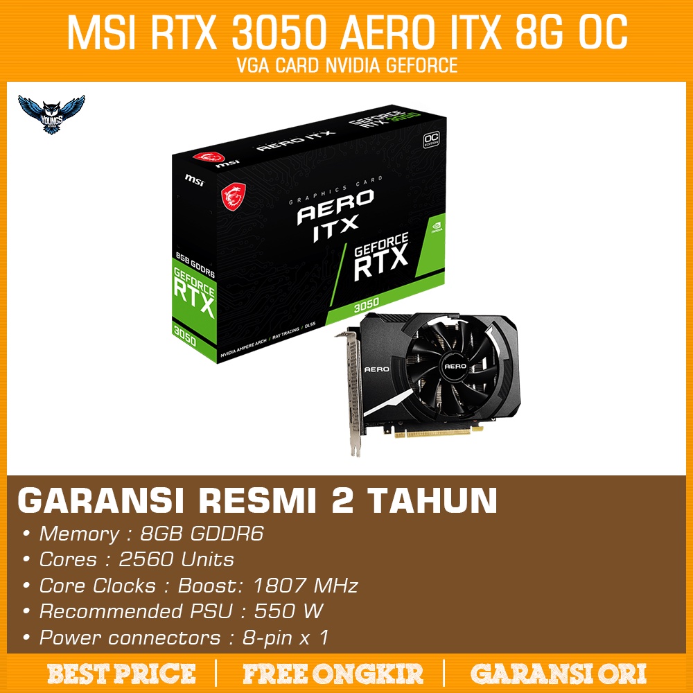 VGA CARD MSI GeForce RTX 3050 AERO ITX 8G OC | RTX3050 8GB GDDR6