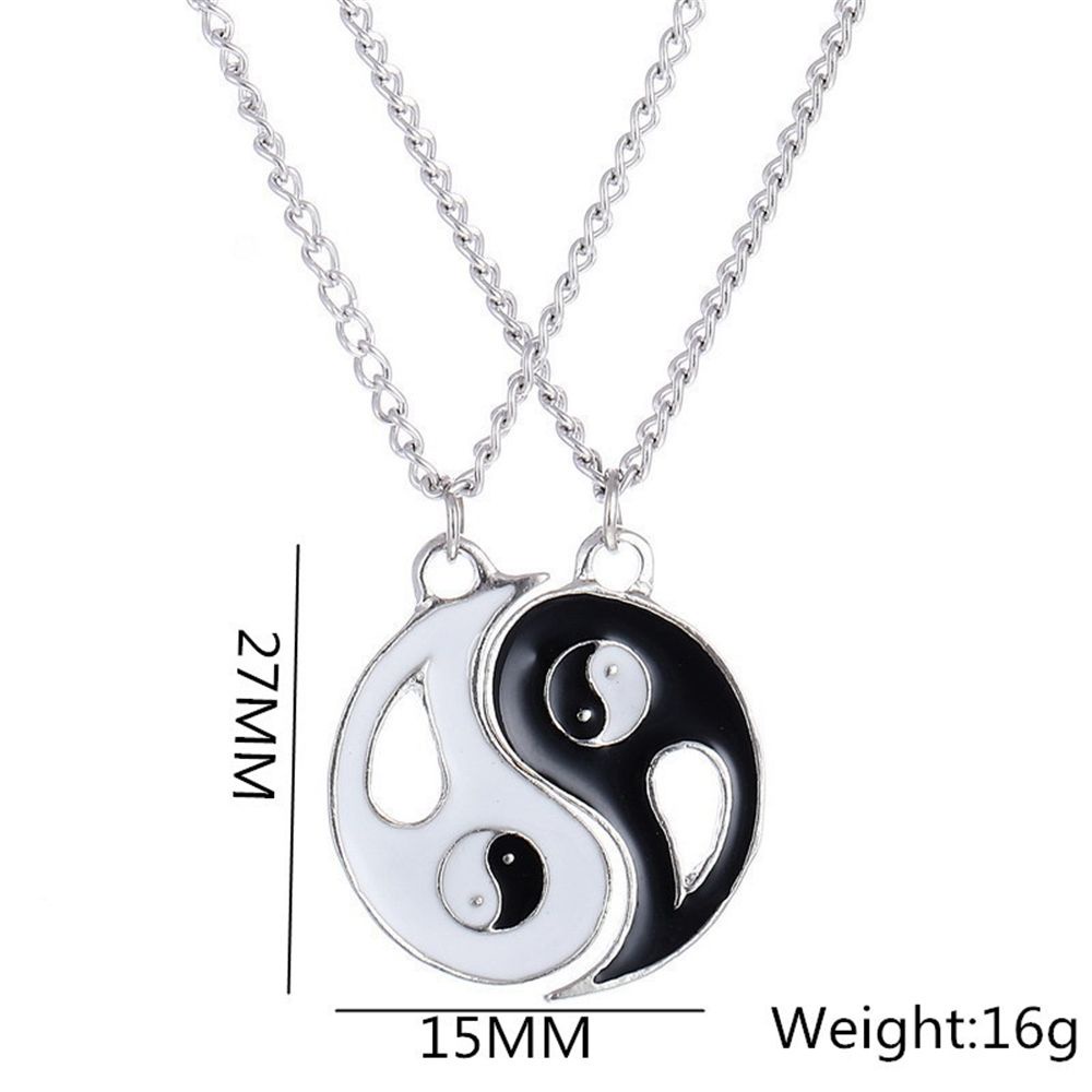 1 Pasang Kalung Rantai Liontin Yin Yang Tai Chi Warna Hitam Dan Putih Gaya Retro Vintage Untuk Unisex