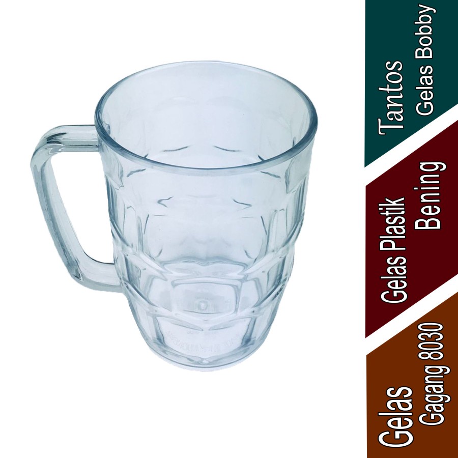 Gelas Bir Beer Jumbo Akrilik Anti Pecah Acrylic Premium Bening Kristal Mika Cangkir Gagang Lion / Gelas Es Teh Kelapa Kopi Tebal / Mug Besar Transparant Tantos Star