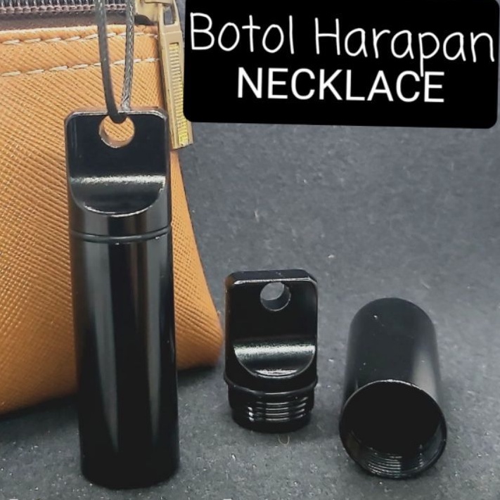 Kalung Liontin Botol HARAPAN Tabung Titanium Hitam BESAR impor korea