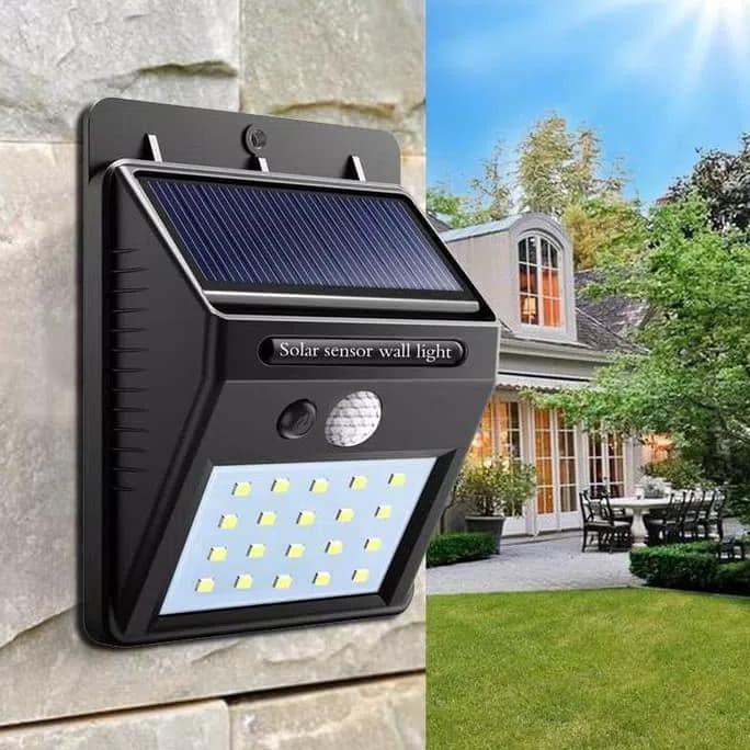 LAMPU TAMAN TENAGA SURYA SYSTEM SENSOR DINDING/SOLAR CELL/PANEL 20 LED