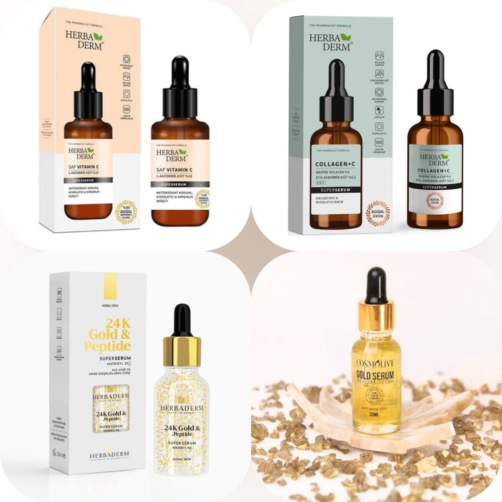 Herbaderm 24K GOLD Serum Colagen vit. C Anti Kerut Cosmolive Herbaderm