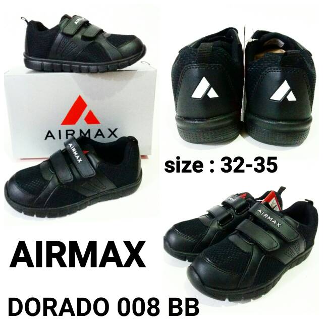 Sepatu sekolah anak cewek cowok Airmax Dorado 008 BB sepatu unisex full black murah dan terbaru