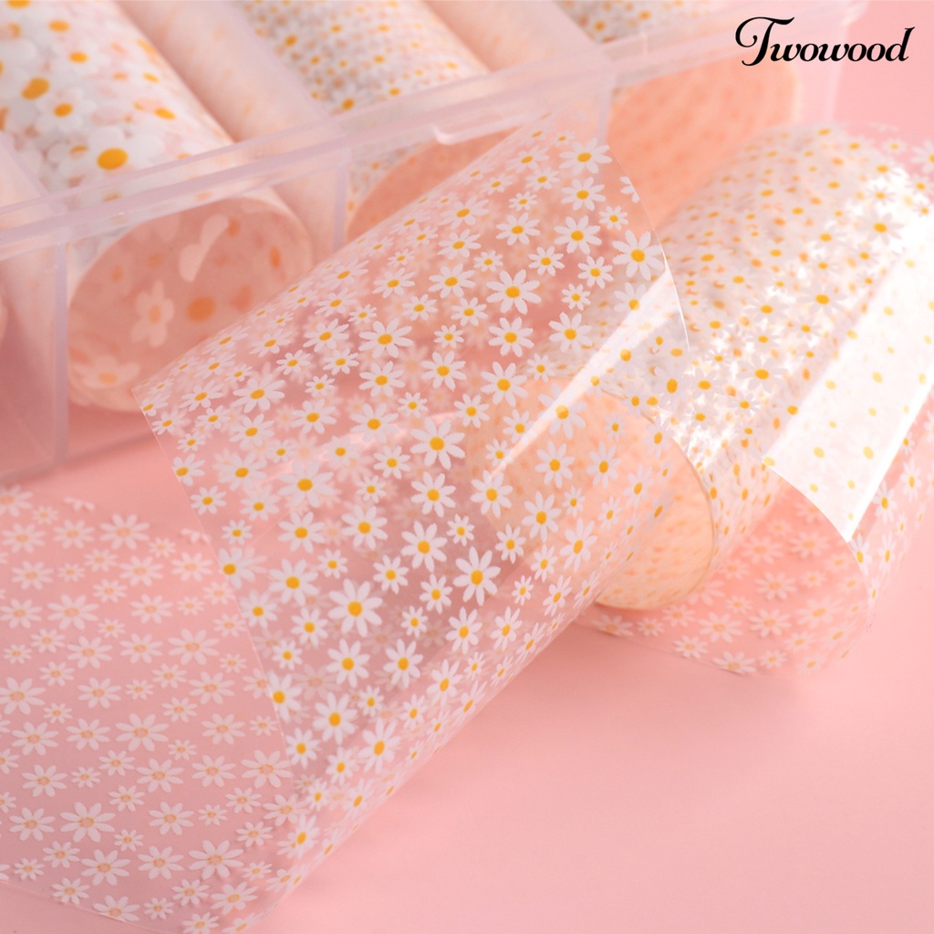 Twowood 10 Rol / Set Stiker Kuku Motif Bunga Krisan Untuk Aksesoris Nail Art / Manicure