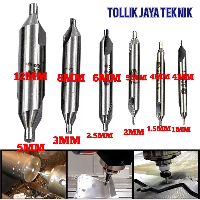 6Pcs Paket Center Drill Senter Drill Bor Center Diameter 5mm 3mm 2.5mm 2mm 1.5mm 1.5mm Baru
